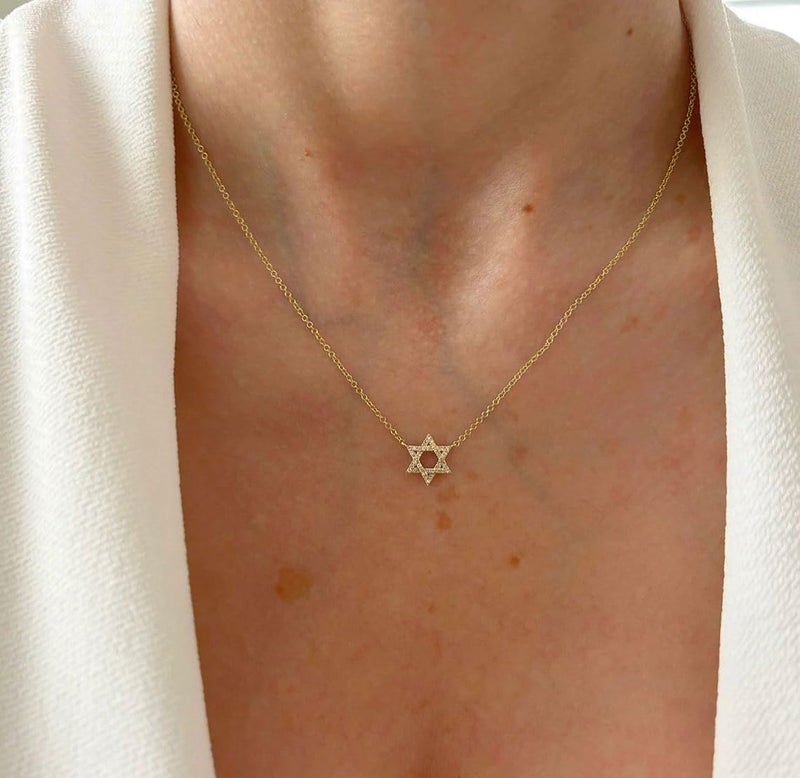 LLWOM Dainty Gold Necklace-14K Gold Plated CZ Star Of David Necklace for Women Simple Jewelry Everyday for Women - Image 2