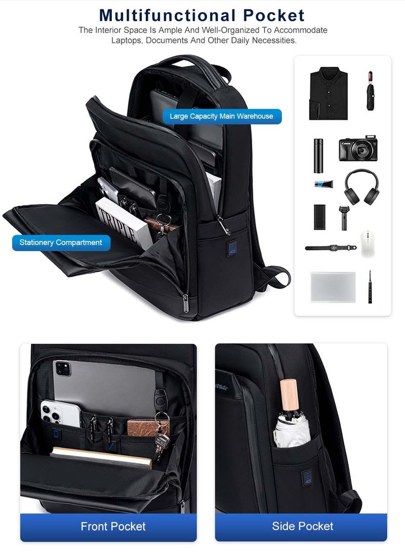 ARCTIC HUNTER Laptop Backpack, Business Travel Slim Durable Trip Bag with Tablet Compartment for Men, Black - Image 5