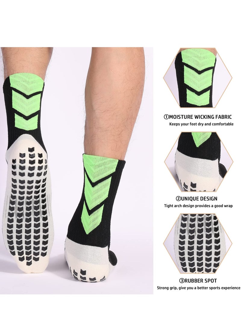 SOLARAE 3 Pairs Grip Socks Football Men Women Anti Slip Sports Grip Socks Breathable Anti Blister Rubber Pads Non Slip Basketball Socks Athletic Grippy Socks For Soccer Running Hiking Boxing Rugby (3 Color) - Image 5