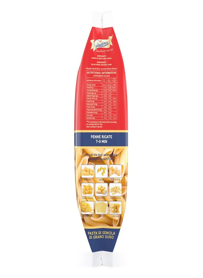 Gustora Penne Rigate Pasta, 500g I Penne Pasta Made of Durum Wheat Semolina I Vegetarian I Tasty & Healthy I No Trans-fat I Rich in Protein I Cooking Time 10 Min (500 Gram) - Image 3
