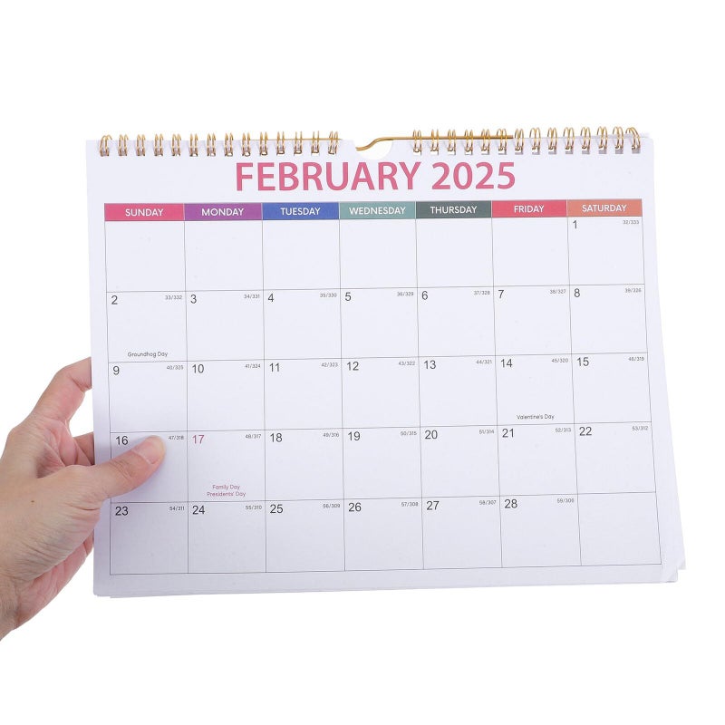 تقويم حائط 2025، 12 شهرًا، تعليق ورقي إنجليزي، مكتب، منزل، مخطط يومي، إطار - Image 4