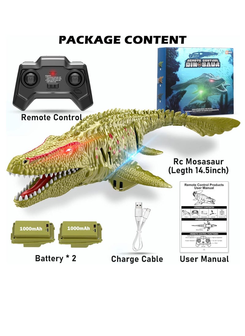 lakia - Remote Control Dinosaur, 2.4G Water Toys RC Boat with LED Lights Module Batteries Boat for Swimming Pool Lake Bathroom Bath Birthday Party Kids Boys Girls - Image 1