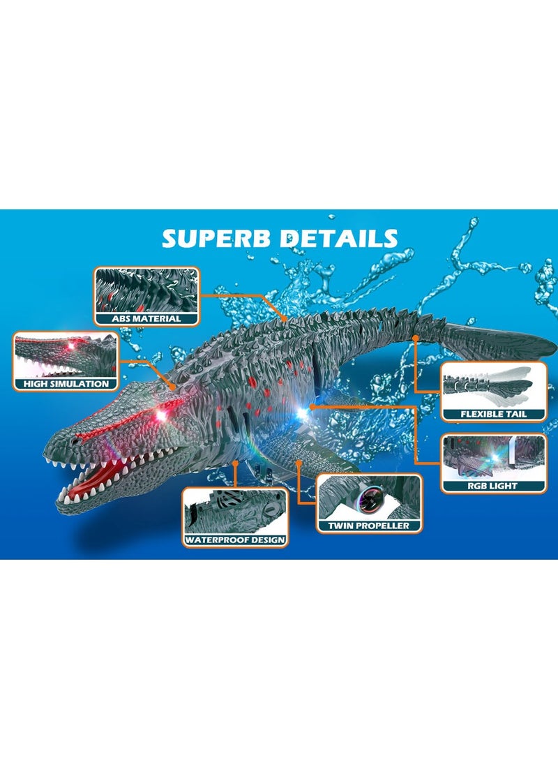 lakia - Remote Control Dinosaur, 2.4G Water Toys RC Boat with LED Lights Module Batteries Boat for Swimming Pool Lake Bathroom Bath Birthday Party Kids Boys Girls - Image 1