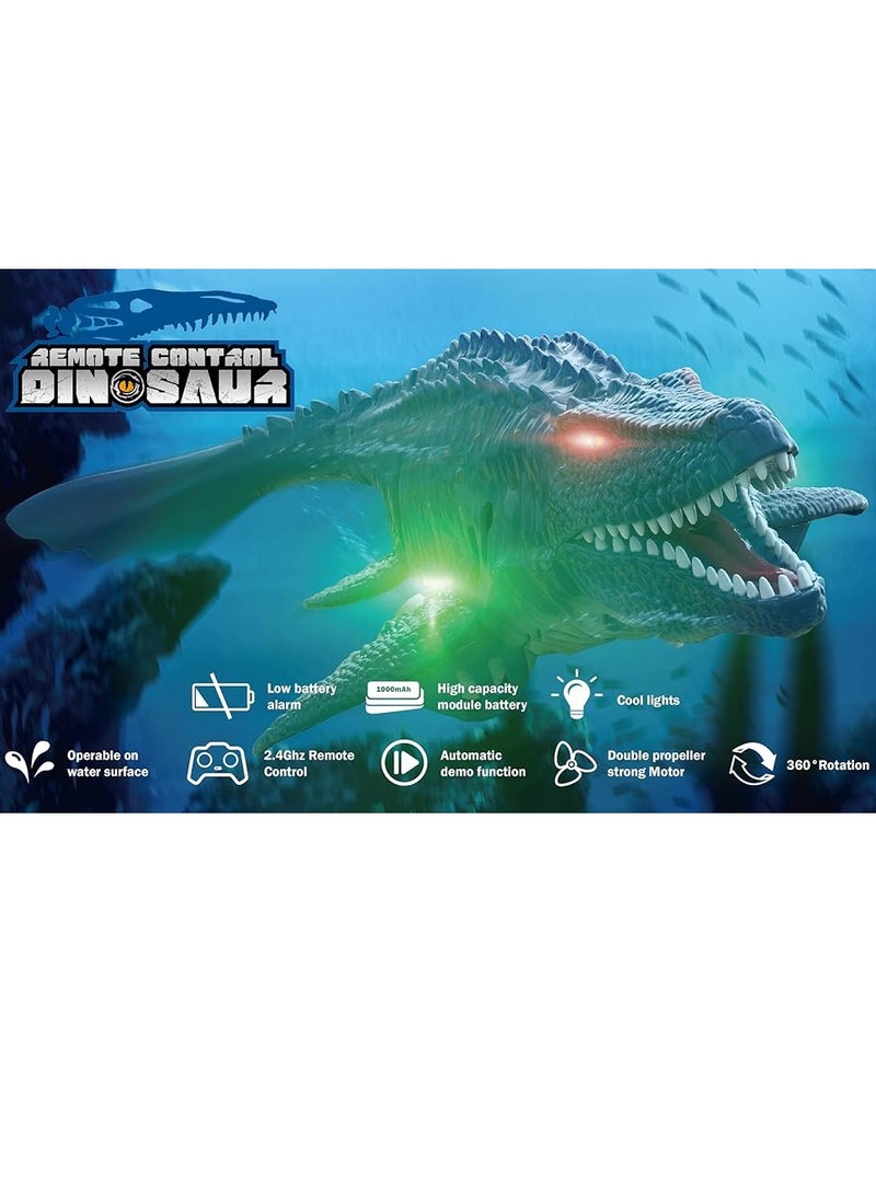 lakia - Remote Control Dinosaur, 2.4G Water Toys RC Boat with LED Lights Module Batteries Boat for Swimming Pool Lake Bathroom Bath Birthday Party Kids Boys Girls - Image 1