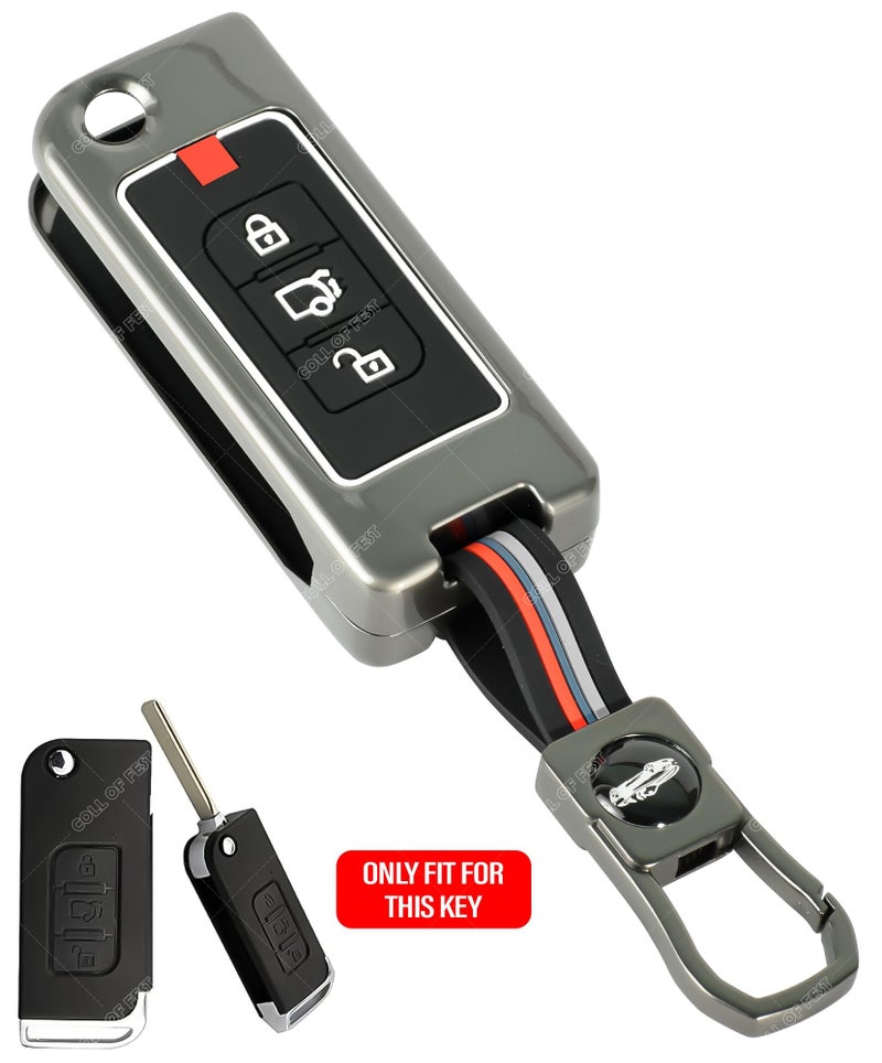 Coll of Fest Metal Silicon Key Cover Compatible for Mahindra XUV-500 3 Button Smart Flip Key Cover Full Metal Protections Special Feature Visible in Low-Light Conditions - Image 2