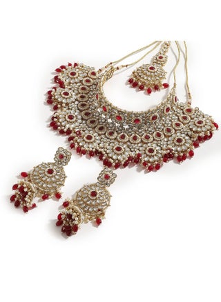 SOHI Gold Plated Red Necklace Set for Women and Girls, Necklace, Earrings and Maangtika, Necklace with Bead detailing for women, Statement jewellery, Stones necklace for women |2207 - pzsku/Z3CBA4AA26AB47640C856Z/45/_/1737721183/6cc8474d-9813-4a7d-8d95-f388ca32fb71