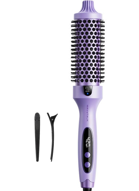 wavytalk Wavytalk Thermal Brush Blowout Boost 15 inch Heated Round Brush for Blowout Look Negative Ion Technology Ceramic Tourmaline 5 Temperature Settings Dual Voltage Purple Less Damage 