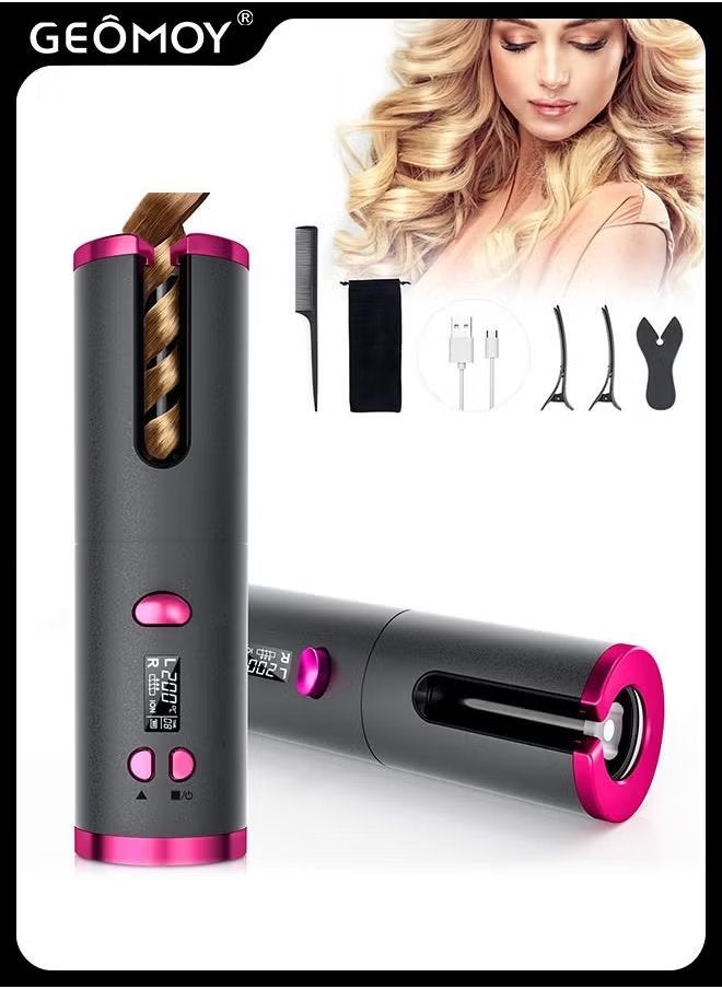 جيموي مكواة تجعيد أوتوماتيكية ، مكواة تجعيد الشعر لتصفيف الشعر ، جهاز تجعيد الشعر التلقائي اللاسلكي ، مع 6 درجات حرارة ومؤقتات ، إغلاق تلقائي ، تسخين سريع ، جهاز تجعيد الشعر اللاسلكي القابل لإعادة الشحن - Image 5