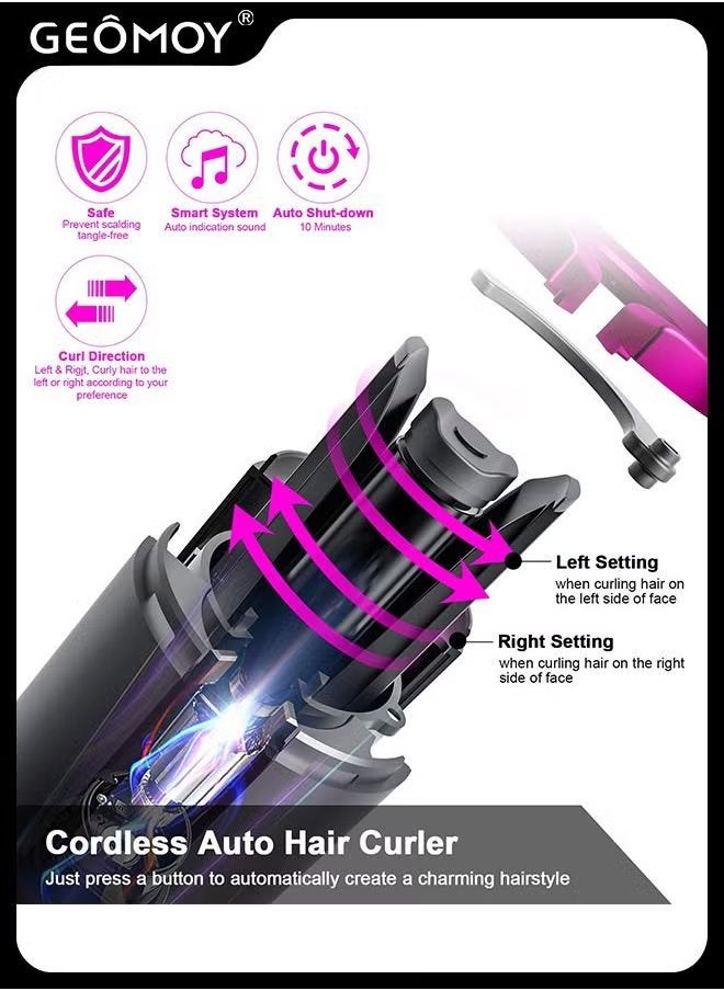 جيموي مكواة تجعيد أوتوماتيكية ، مكواة تجعيد الشعر لتصفيف الشعر ، جهاز تجعيد الشعر التلقائي اللاسلكي ، مع 6 درجات حرارة ومؤقتات ، إغلاق تلقائي ، تسخين سريع ، جهاز تجعيد الشعر اللاسلكي القابل لإعادة الشحن - Image 3