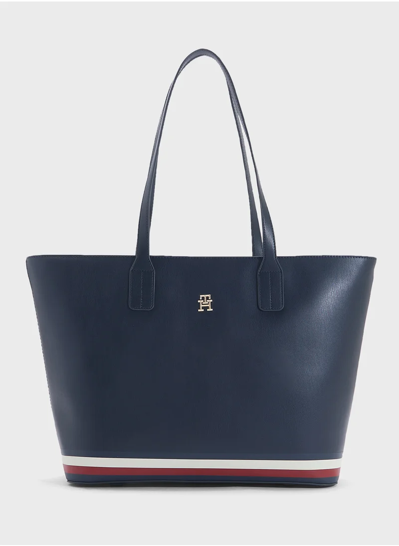 تومي هيلفيغر Logo Detail Zip Over Tote