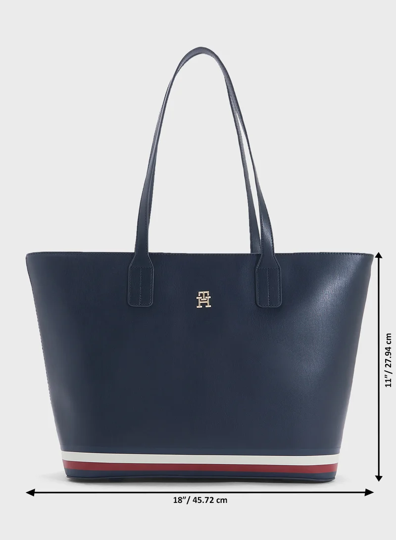 TOMMY HILFIGER Logo Detail Zip Over Tote