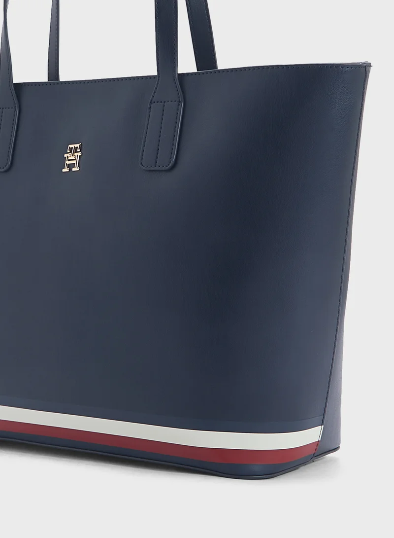 TOMMY HILFIGER Logo Detail Zip Over Tote