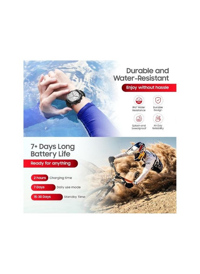 SWISS MILITARY - Swiss Military DOM6 Smartwatch 1.43" AMOLED, Bluetooth Calling, Multi Language, Health & Sports Tracking, Wireless Charging, 7 Days Battery, IP67, iOS/Android Compatible, Gun Metal Frame & Strap - Image 1