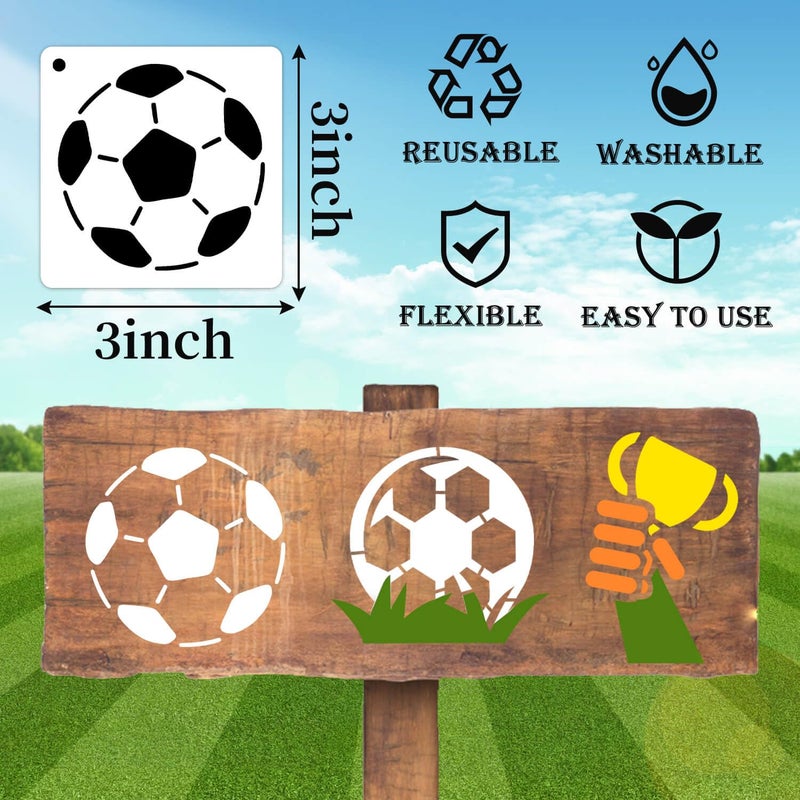 eageus 64 Pieces Small Sport Stencils for Painting, 3 Inch Reusable Football Basketball Soccer Baseball Ball Wood Burning Stencil, Plastic Template for Fabric Canvas Craft Rock Sign Home Decor(Sport) - Image 2