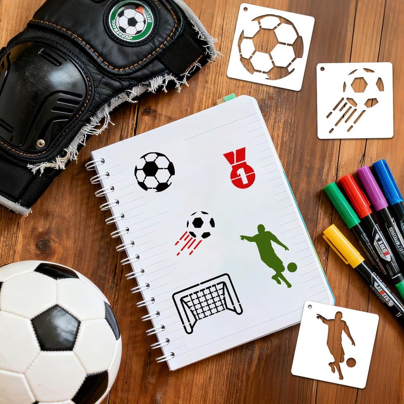 eageus 64 Pieces Small Sport Stencils for Painting, 3 Inch Reusable Football Basketball Soccer Baseball Ball Wood Burning Stencil, Plastic Template for Fabric Canvas Craft Rock Sign Home Decor(Sport) - Image 4