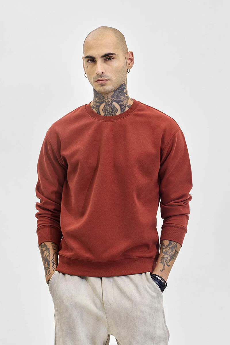 SNITCH Rust Orange Relaxed Fit Sweatshirt