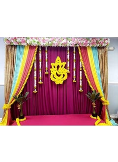 SP SELLPLUS Sellplus Backdrop Setup for Mehndi haldi Marrige Pooja ganpati Home Decoration Combo of Marigold Strings Set 39 