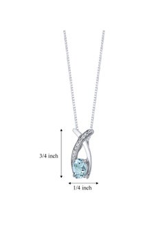 PEORA Aquamarine Pendant Necklace For Women 925 Sterling Silver Open Infinity Solitaire Natural Gemstone Birthstone 0.75 Carat Oval Shape 7X5Mm With 18 Inch Chain  - Image 3