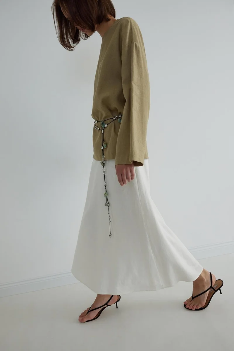 سود كوليكشن White Serena Flared Skirt