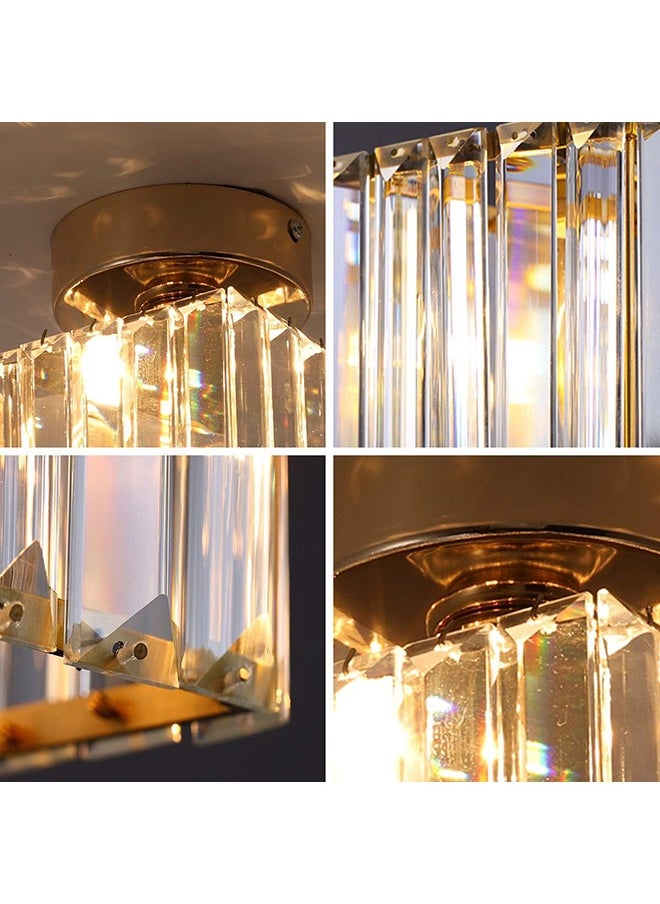 Arabest - Mini Crystal Ceiling Light, Semi Flush Mount Square Ceiling Lamp Modern LED Ceiling Lighting fixture Gold Pendant Light Ceiling for Hallway Entryway Bedroom Balcony - Image 1
