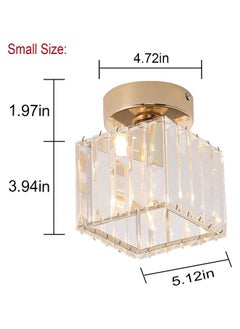 Arabest Mini Crystal Ceiling Light, Semi Flush Mount Square Ceiling Lamp Modern LED Ceiling Lighting fixture Gold Pendant Light Ceiling for Hallway Entryway Bedroom Balcony  - Image 2