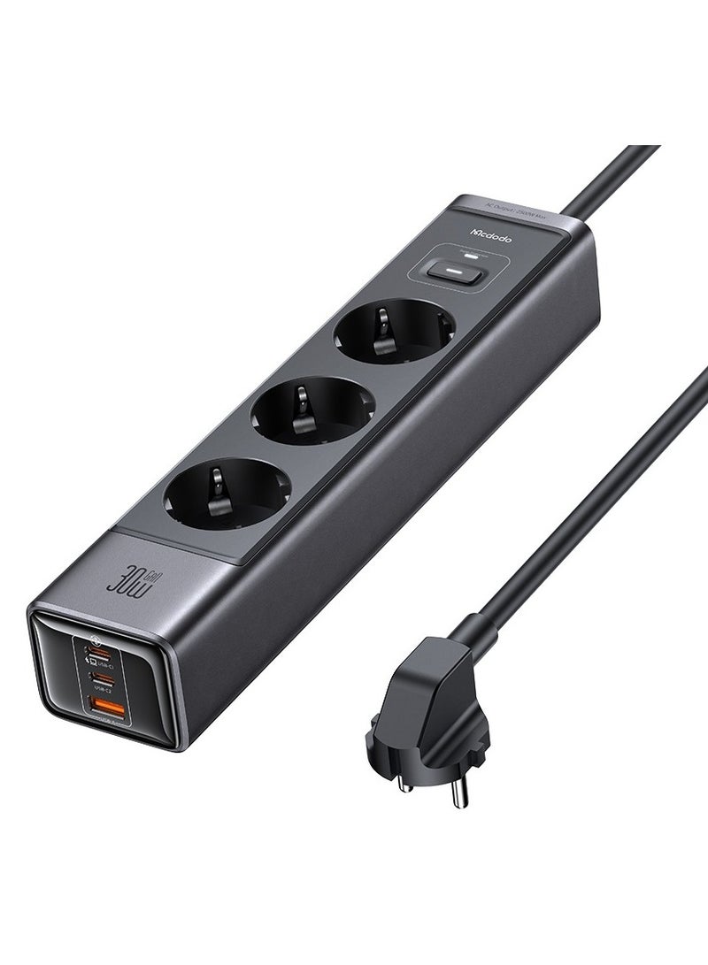 Mcdodo 6-in-1 Multi-Port GaN Desktop Power Bank CH-062 30W, Smart Safe Charging for Your Devices, 3 USB Ports (2 Type-C + 1 USB-A) + 3 AC Ports, GaN Technology for Faster and Cooler Charging, Supports PD 3.0, QC4.0, PPS, SCP, Equipped with Independent Power Button and Over-current and Electrostatic Discharge Protection, Fireproof Design, Ideal for Phones, Laptops, Tablets, Smartwatches and Games - Image 1