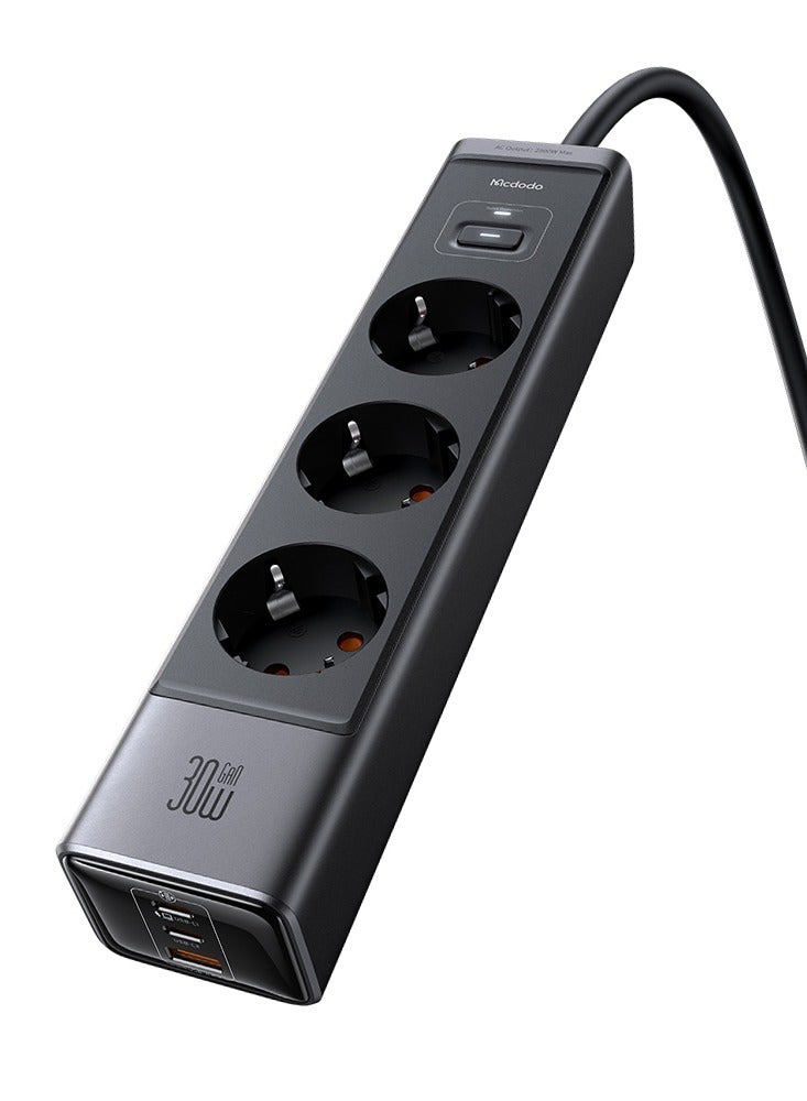 Mcdodo 6-in-1 Multi-Port GaN Desktop Power Bank CH-062 30W, Smart Safe Charging for Your Devices, 3 USB Ports (2 Type-C + 1 USB-A) + 3 AC Ports, GaN Technology for Faster and Cooler Charging, Supports PD 3.0, QC4.0, PPS, SCP, Equipped with Independent Power Button and Over-current and Electrostatic Discharge Protection, Fireproof Design, Ideal for Phones, Laptops, Tablets, Smartwatches and Games - Image 2