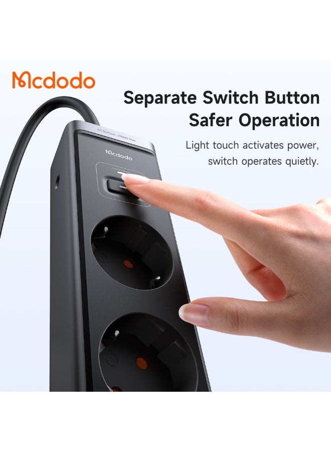 Mcdodo 6-in-1 Multi-Port GaN Desktop Power Bank CH-062 30W, Smart Safe Charging for Your Devices, 3 USB Ports (2 Type-C + 1 USB-A) + 3 AC Ports, GaN Technology for Faster and Cooler Charging, Supports PD 3.0, QC4.0, PPS, SCP, Equipped with Independent Power Button and Over-current and Electrostatic Discharge Protection, Fireproof Design, Ideal for Phones, Laptops, Tablets, Smartwatches and Games - Image 4