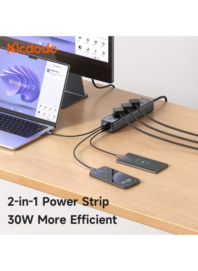 Mcdodo 6-in-1 Multi-Port GaN Desktop Power Bank CH-062 30W, Smart Safe Charging for Your Devices, 3 USB Ports (2 Type-C + 1 USB-A) + 3 AC Ports, GaN Technology for Faster and Cooler Charging, Supports PD 3.0, QC4.0, PPS, SCP, Equipped with Independent Power Button and Over-current and Electrostatic Discharge Protection, Fireproof Design, Ideal for Phones, Laptops, Tablets, Smartwatches and Games - Image 5