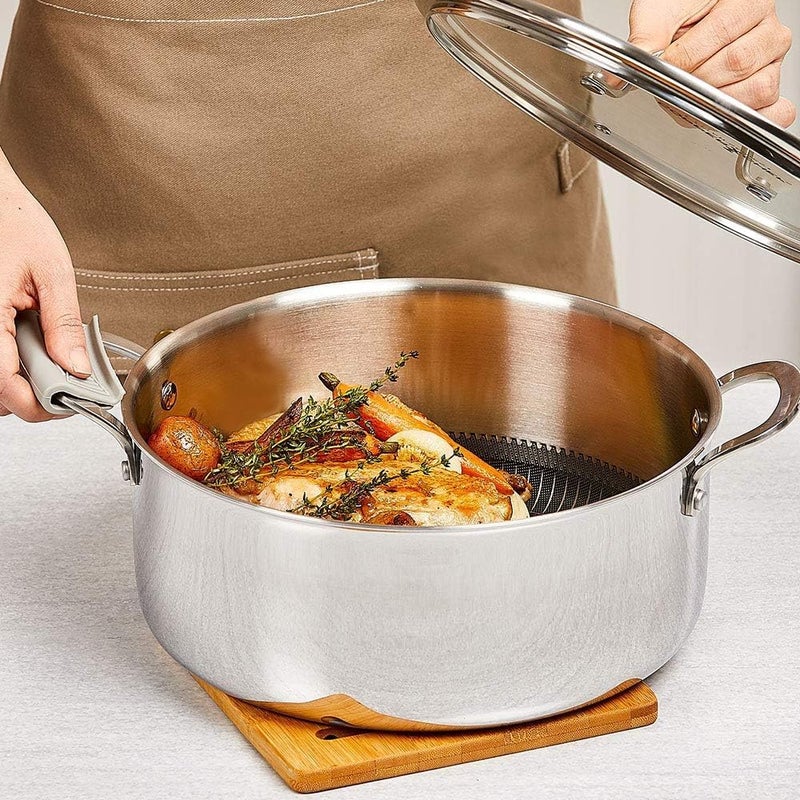 copper chef Titan Pan, Try Ply Stainless Steel Non-Stick Frying Pans, 7.5 QT Casserole Pan with Lid - Image 1