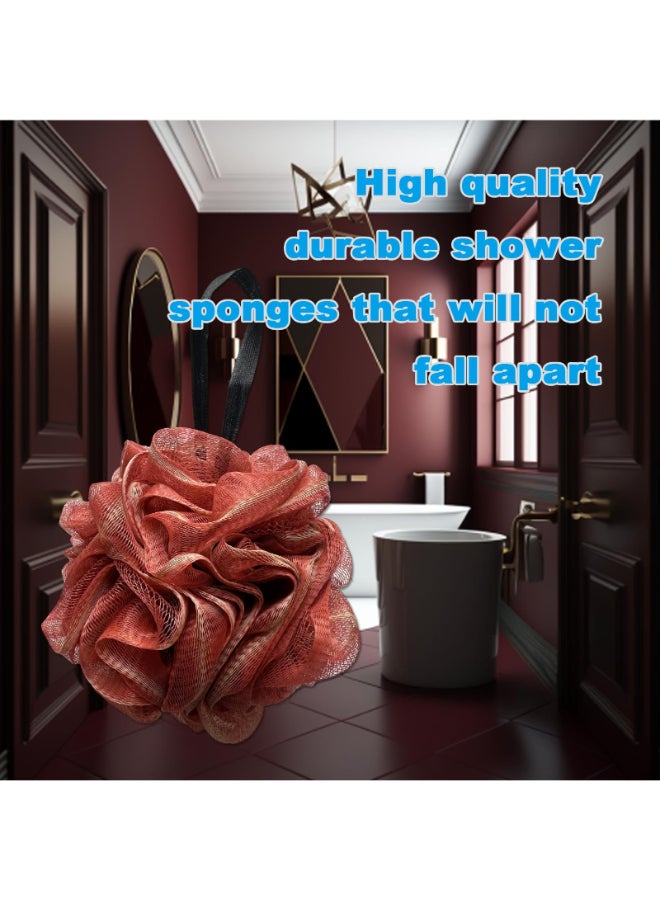 GXBTOPGO Large Exfoliating Loofah Puff Loufas Lofa Sponges Shower Loufah Loafas Shower Scrubby Bath Pouf Sponge for Body WineRed 50g - Image 4
