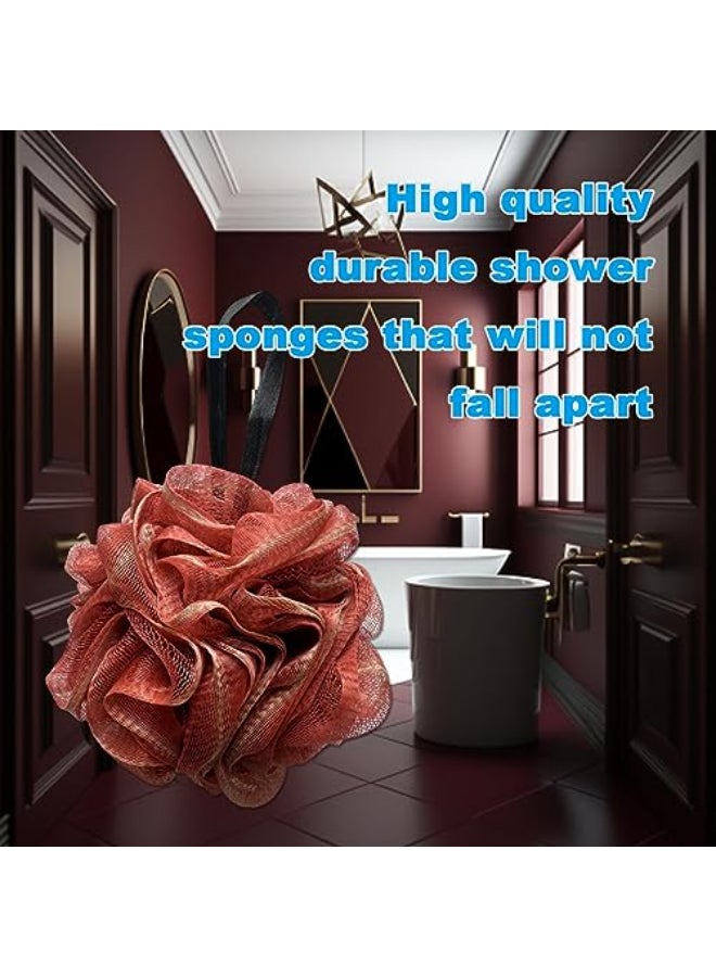 GXBTOPGO Large Exfoliating Loofah Puff Loufas Lofa Sponges Shower Loufah Loafas Shower Scrubby Bath Pouf Sponge for Body WineRed 50g - Image 3