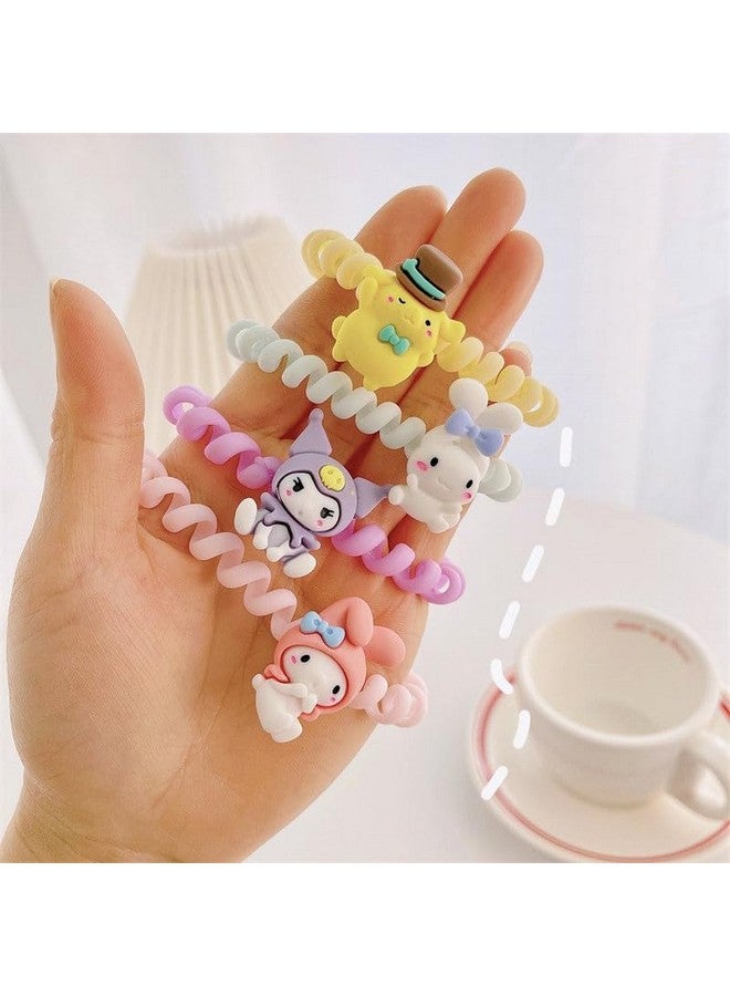 GODFLY GODFLY Hair Ponytail Rubber Band and Bracelet Spiral Hair Ties No Crease Coil Hair Ties Phone Cord Elastics Candy Colors Bracelets Women Girls Thick Thin Curly Hair (3 PCS) - Image 2