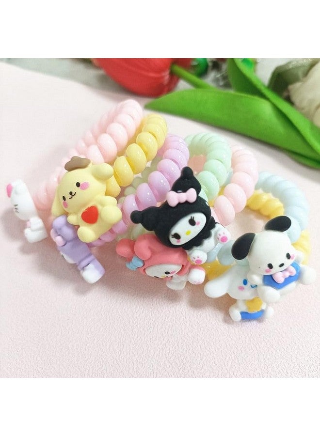 GODFLY GODFLY Hair Ponytail Rubber Band and Bracelet Spiral Hair Ties No Crease Coil Hair Ties Phone Cord Elastics Candy Colors Bracelets Women Girls Thick Thin Curly Hair (3 PCS) - Image 4