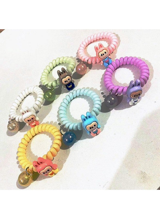 GODFLY GODFLY Hair Ponytail Rubber Band and Bracelet Spiral Hair Ties No Crease Coil Hair Ties Phone Cord Elastics Candy Colors Bracelets Women Girls Thick Thin Curly Hair (3 PCS) - Image 5