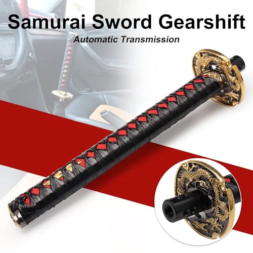GSTP Automatic Katana Shift Knob Universal for Cars with Lock Button Samurai Sword Weighted Gear Shifter Konb (26cm Black&Red) - Image 3
