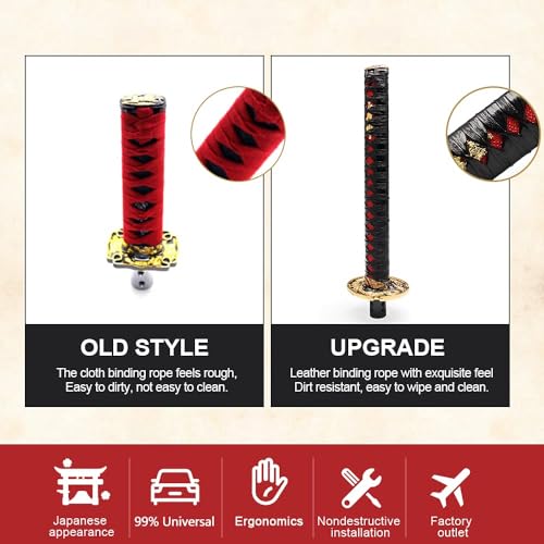 GSTP Automatic Katana Shift Knob Universal for Cars with Lock Button Samurai Sword Weighted Gear Shifter Konb (26cm Black&Red) - Image 4