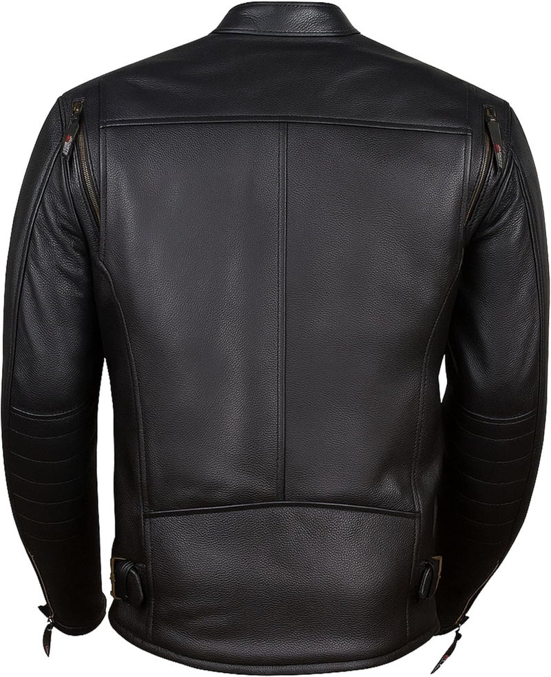 Jackets 4 Bikes Men's REVOLT Premium Buffalo Natural Leather Motorcycle Jacket with CE Armor - Image 3