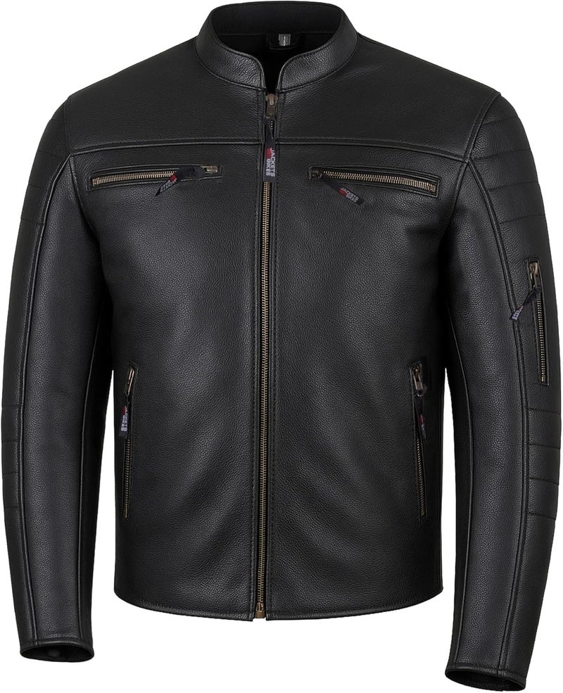 Jackets 4 Bikes Men's REVOLT Premium Buffalo Natural Leather Motorcycle Jacket with CE Armor - Image 1