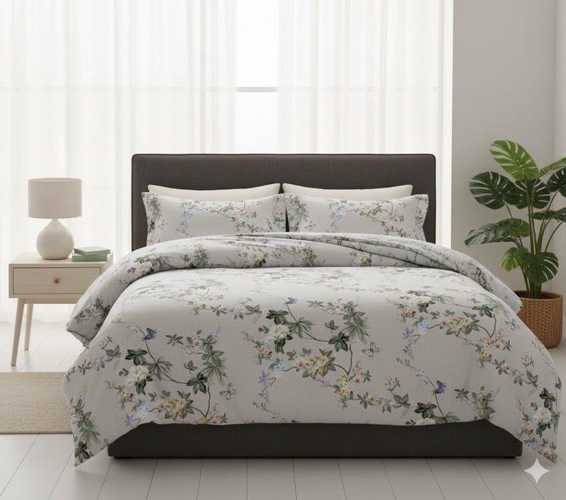 MORADO Single Bed Glace Cotton Floral Quilt or Duvet Cover Rajai or Blanket Cover for Winter with Zipper Closer | Stylish Floral Bedding Protector for Home Bedroom Use (Moon Flower) - Image 2