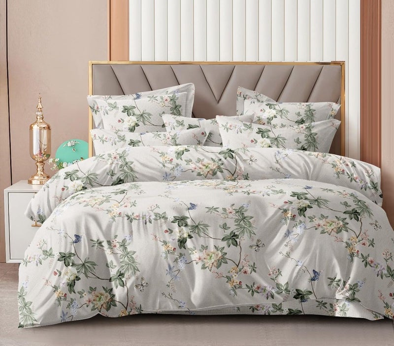 MORADO Single Bed Glace Cotton Floral Quilt or Duvet Cover Rajai or Blanket Cover for Winter with Zipper Closer | Stylish Floral Bedding Protector for Home Bedroom Use (Moon Flower) - Image 1