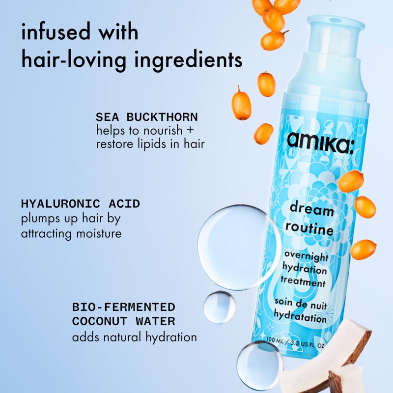 amika dream routine overnight hydrating hair mask | no rinse leave-in treatment for dry hair, ultra-hydrating, with hyaluronic acid for long-lasting moisture - Image 3