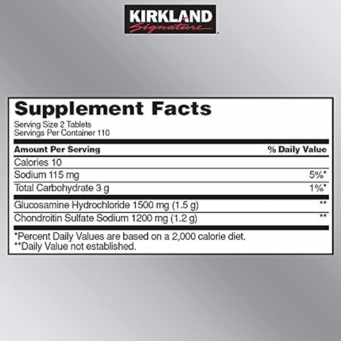 Kirkland كركلاند سيغنيتشر جلوكوزامين وكوندرويتين، 220 قرص (عبوتين)  - Image 2