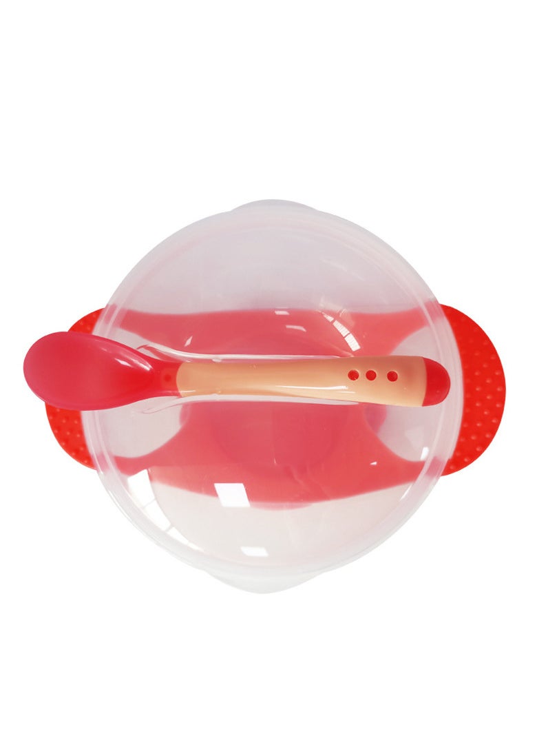 Generic - Child Feeding Bowl Lid With Spoon Sets Red - Image 1