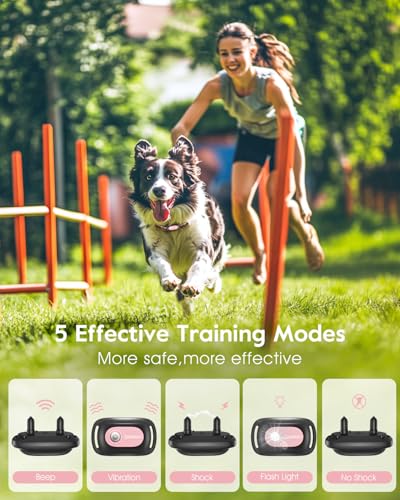 SLOPEHILL Dog Shock Collar,4200FT Dog Training Collar with Remote,IPX8 Waterproof E-Collar with Beep,Vibration,Shock,Flash Light,No Shock Mode,Electric Shock Collar for Small Medium Large Dog,Pink - Image 4