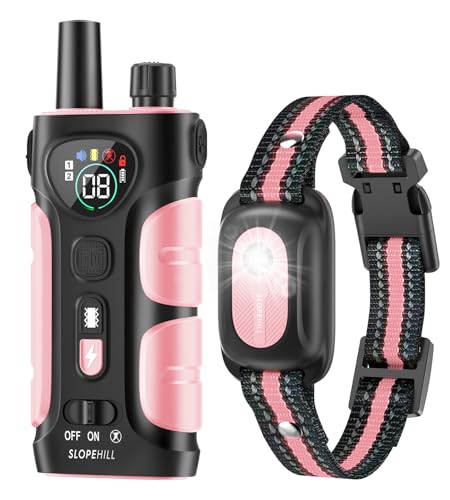 SLOPEHILL Dog Shock Collar,4200FT Dog Training Collar with Remote,IPX8 Waterproof E-Collar with Beep,Vibration,Shock,Flash Light,No Shock Mode,Electric Shock Collar for Small Medium Large Dog,Pink - Image 1