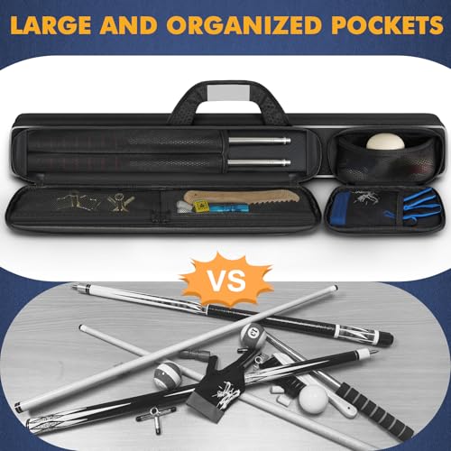 PEKREWS Pool Cue Case, Pool Stick Case 2x2 Holds 2 Sticks with 2 Accessory Zipper Pockets, Sturdy Polyester Pool Cue Carry Bag with Shoulder Strap Handle, Soft Billiard Cue Sling Bag for Men and Women - Image 5
