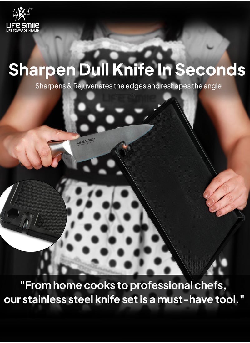 Life Smile - 11PCS High Carbon Stainless Steel Multipurpose Knife Block Set Include Chef Knife Cleaver Santoku Knife Tools 1xCutting Board and Knife Sharpner - Image 1