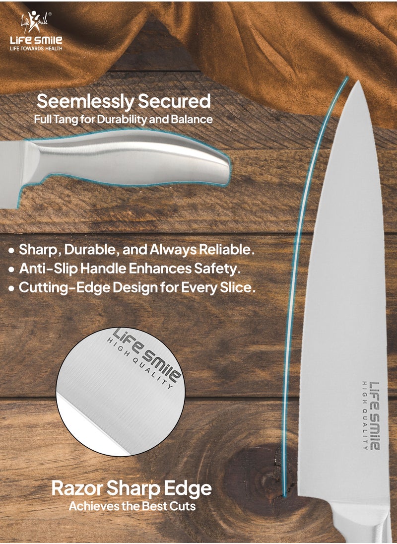 Life Smile - 11PCS High Carbon Stainless Steel Multipurpose Knife Block Set Include Chef Knife Cleaver Santoku Knife Tools 1xCutting Board and Knife Sharpner - Image 1