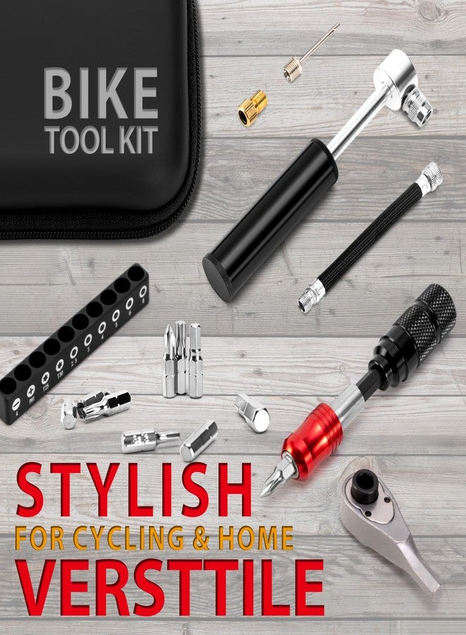 EMERK Bike Repair Tool Kit - Bicycle Multi-Tool Kit with Mini Pump, Ratchet Reversible Tool &10 Tool Bits, Tire Levers, and Portable Bag for Camping and Travel - Image 2